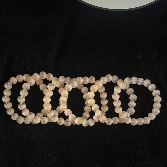 Chic Peach Glass Beaded Bracelet Set - Picture 2 of 2